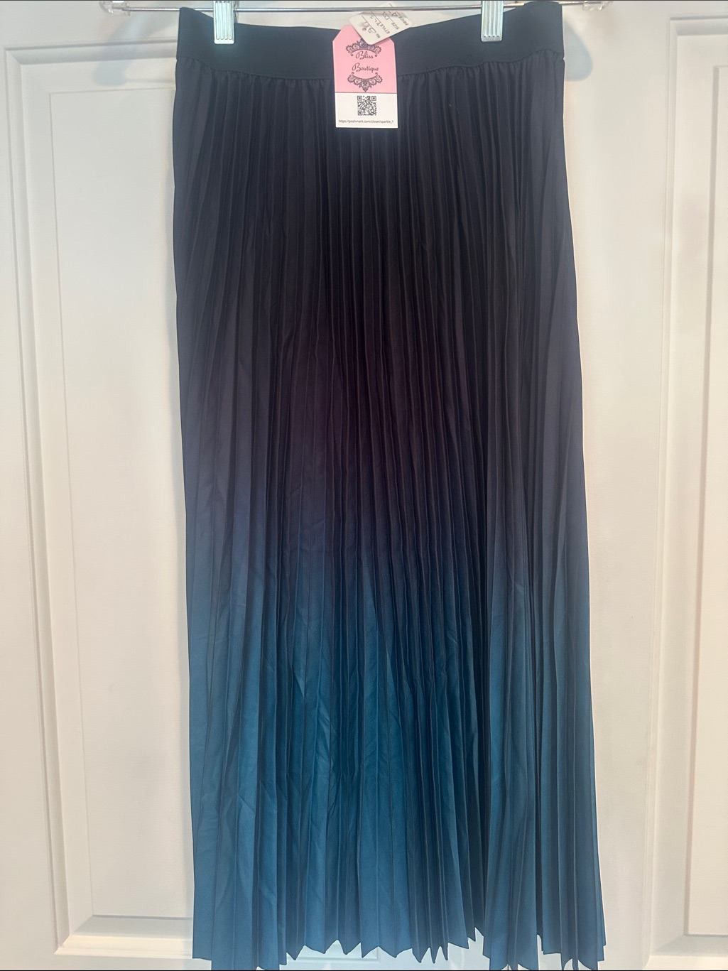 Women's Pleated Ombre Maxi Skirt - Teal Fade